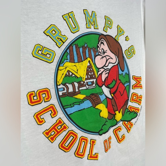 Vintage 90’s Disney Grumpy School Of Charm Single Stitch Tee Men Size XL Ivory - Picture 4 of 9